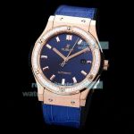 Replica Hublot Big Bang Classic Fusion Automatic Watch Rose Gold Case Diamond Bezel 45MM